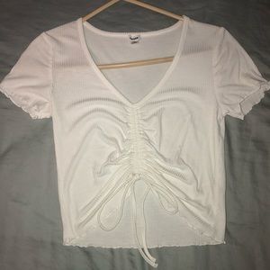 White Scrunch Top Garage